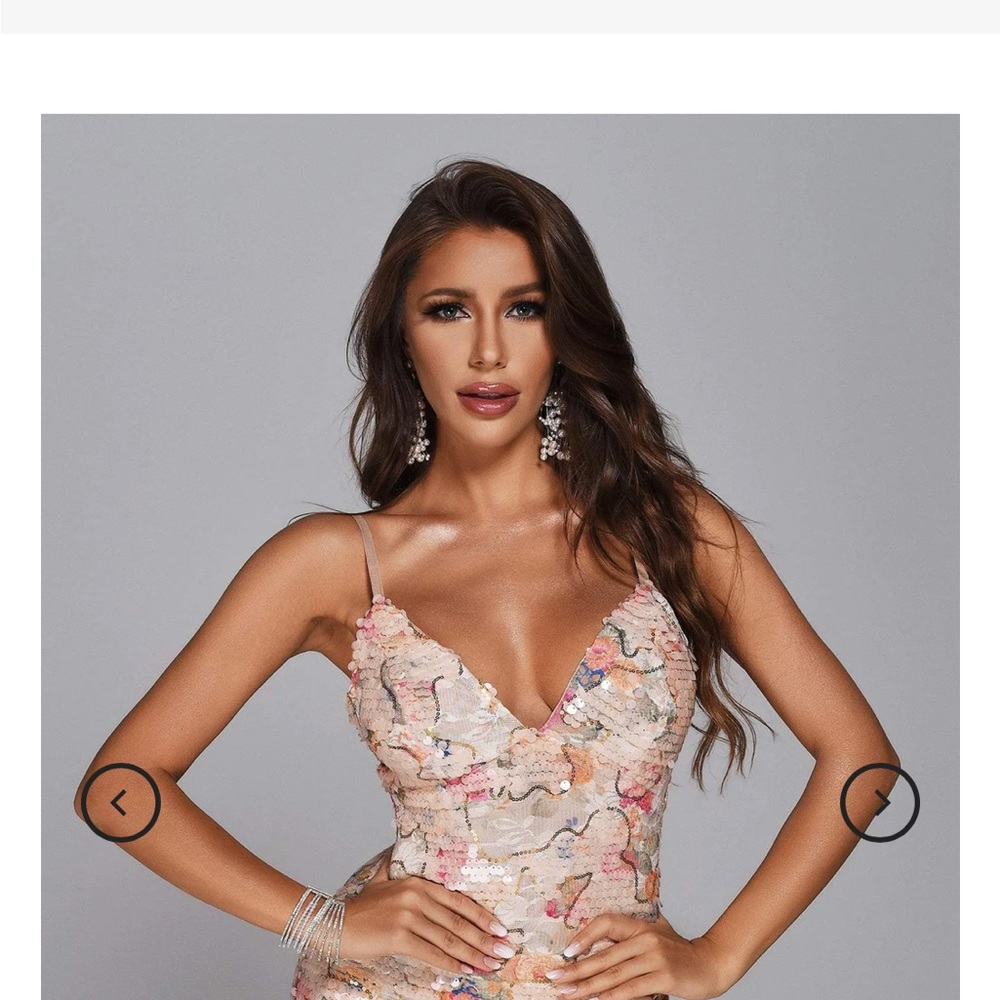 Bella Barnett pink / peach sequin dress NWT